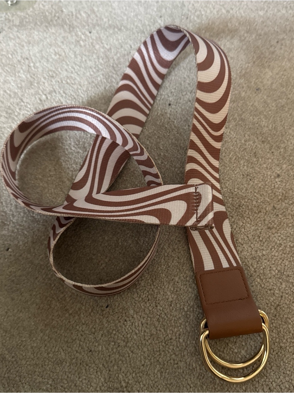 Brown & Cream Swirl D-Ring Waist Belt